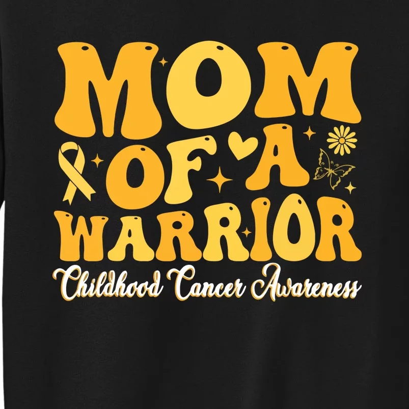 Mom Of A Warrior Childhood Cancer Awareness Women Tall Sweatshirt