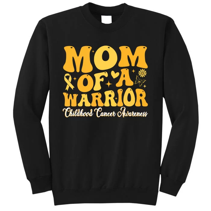 Mom Of A Warrior Childhood Cancer Awareness Women Tall Sweatshirt