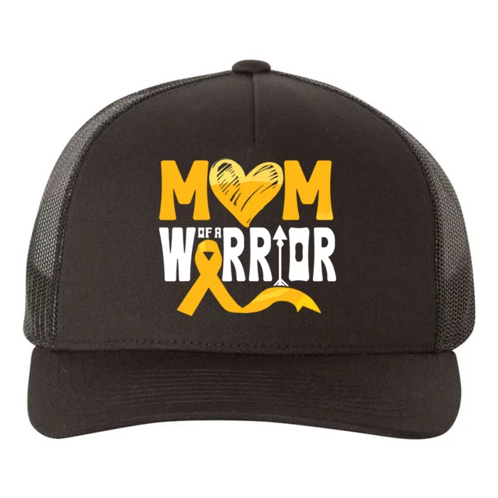 Mom Of A Warrior Childhood Cancer Awareness Gold Ribbon Yupoong Adult 5-Panel Trucker Hat