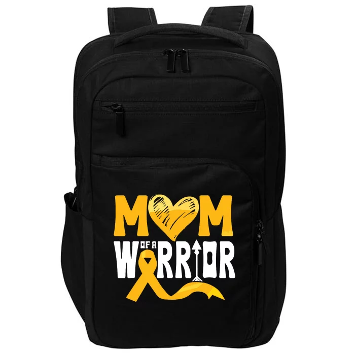 Mom Of A Warrior Childhood Cancer Awareness Gold Ribbon Impact Tech Backpack