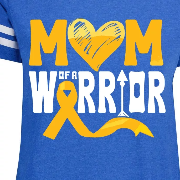 Mom Of A Warrior Childhood Cancer Awareness Gold Ribbon Enza Ladies Jersey Football T-Shirt