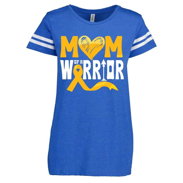 Mom Of A Warrior Childhood Cancer Awareness Gold Ribbon Enza Ladies Jersey Football T-Shirt