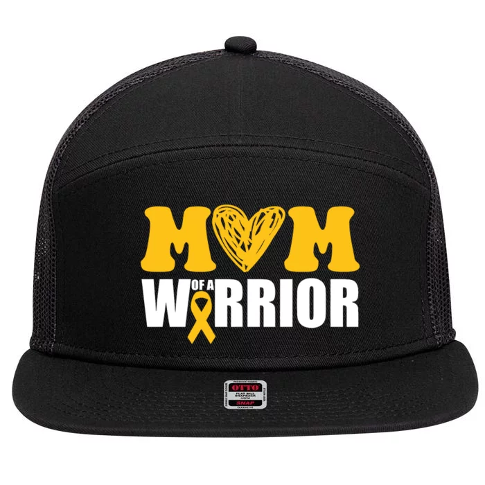 Mom Of A Warrior Childhood Cancer Awareness 7 Panel Mesh Trucker Snapback Hat