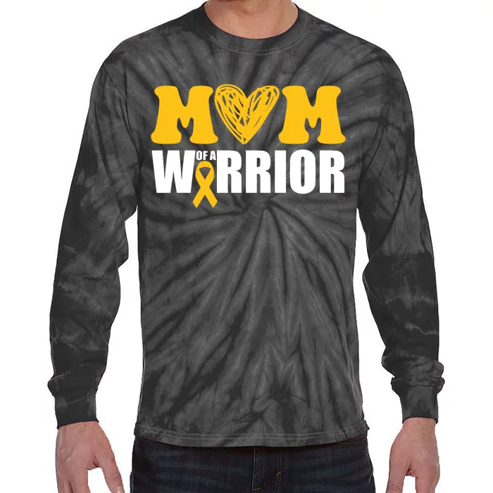 Mom Of A Warrior Childhood Cancer Awareness Tie-Dye Long Sleeve Shirt