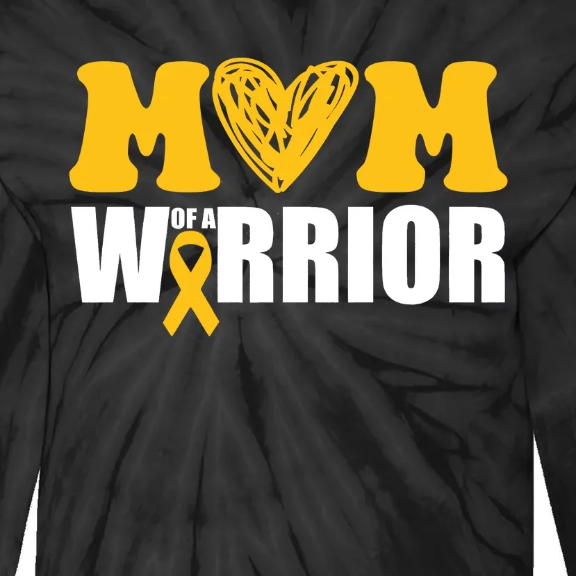 Mom Of A Warrior Childhood Cancer Awareness Tie-Dye Long Sleeve Shirt