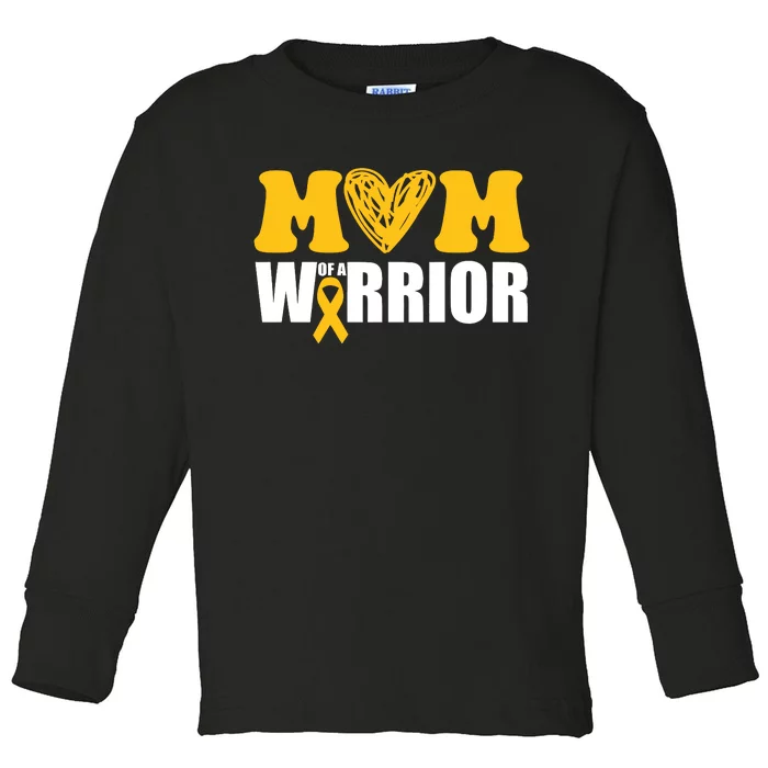 Mom Of A Warrior Childhood Cancer Awareness Toddler Long Sleeve Shirt