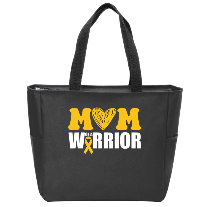 Mom Of A Warrior Childhood Cancer Awareness Zip Tote Bag