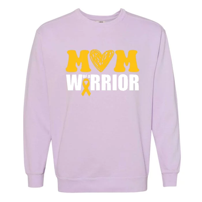 Mom Of A Warrior Childhood Cancer Awareness Garment-Dyed Sweatshirt