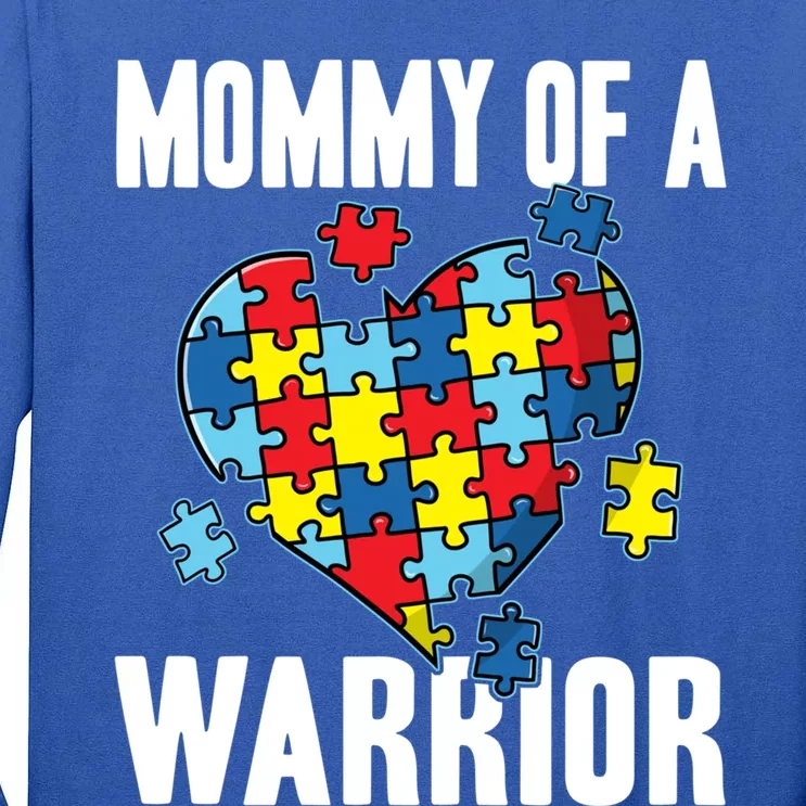 Mommy Of A Warrior Cute Autism Awareness Puzzle Great Gift Tall Long Sleeve T-Shirt