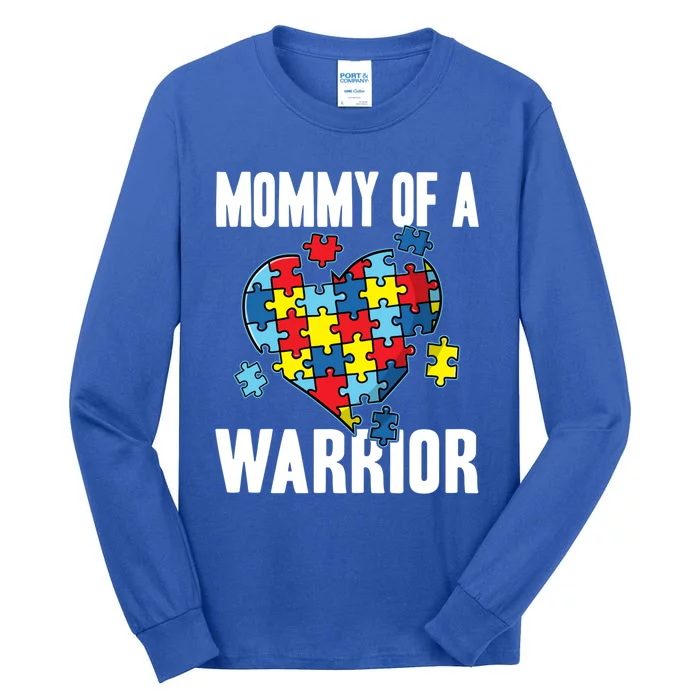 Mommy Of A Warrior Cute Autism Awareness Puzzle Great Gift Tall Long Sleeve T-Shirt