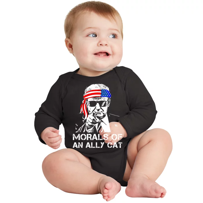 Morals Of An Ally Cat Trump Biden Debate Baby Long Sleeve Bodysuit