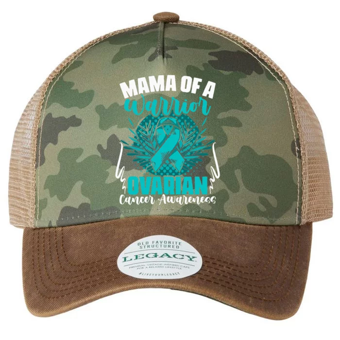 Mama Of A Warrior Teal Ribbon Ovary Support Ovarian Cancer Legacy Tie Dye Trucker Hat