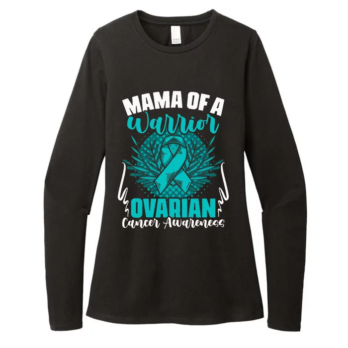 Mama Of A Warrior Teal Ribbon Ovary Support Ovarian Cancer Womens CVC Long Sleeve Shirt