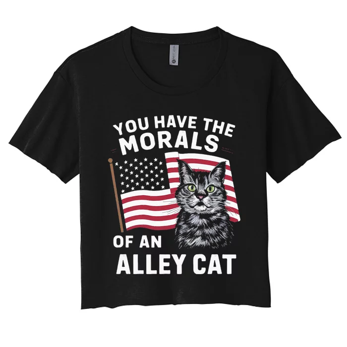 Morals Of An Alley Cat Funny Debate Biden Women's Crop Top Tee