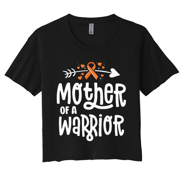 Mother Of A Warrior Mom Family Leukemia Cancer Awareness Women's Crop Top Tee