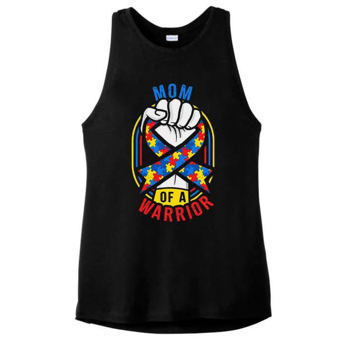 Mom Of A Warrior Autism Awareness Matching Ladies Tri-Blend Wicking Tank