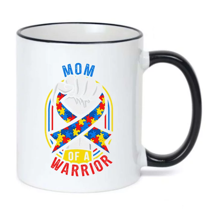 Mom Of A Warrior Autism Awareness Matching Black Color Changing Mug