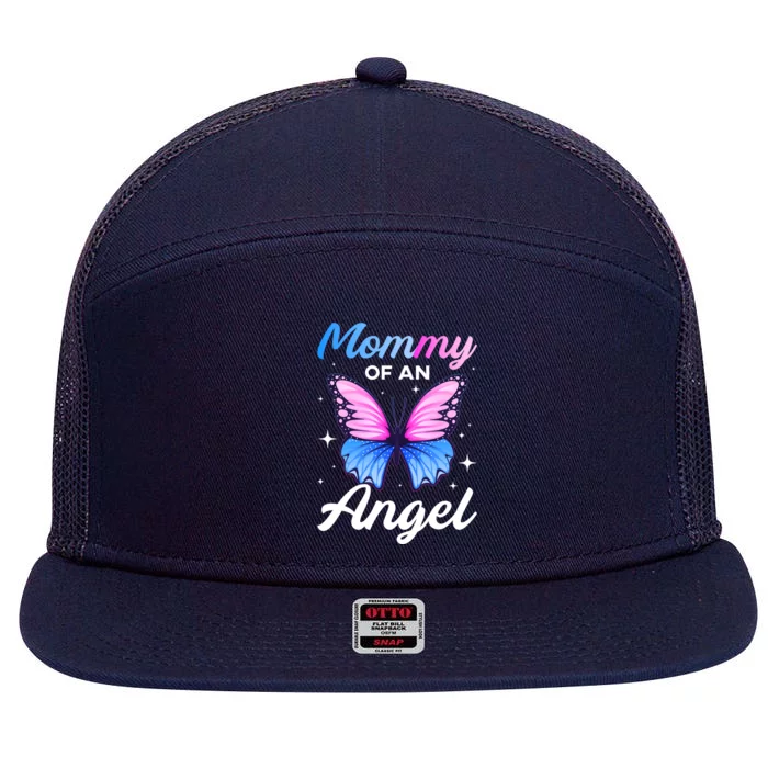 Mommy Of An Angel National Pregnancy Infant Loss Awareness Cute Gift 7 Panel Mesh Trucker Snapback Hat