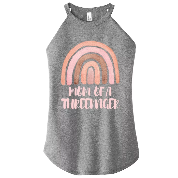 Mom Of A Threenager Boho Rainbow Funny Parenting Funny Gift Women’s Perfect Tri Rocker Tank