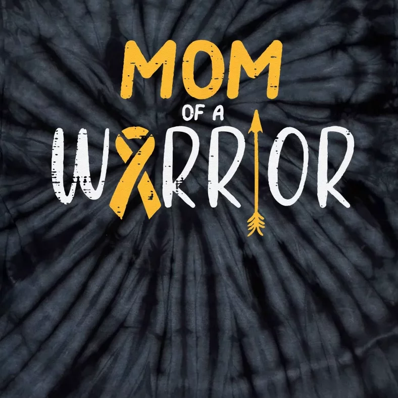 Mom Of A Warrior Childhood Cancer Ribbon Awareness Family Tie-Dye T-Shirt