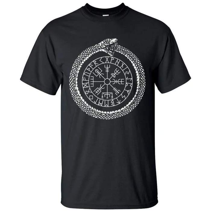 Mystic Ouroboros Ancient Viking Symbol Vegvisir Norse Tall T-Shirt