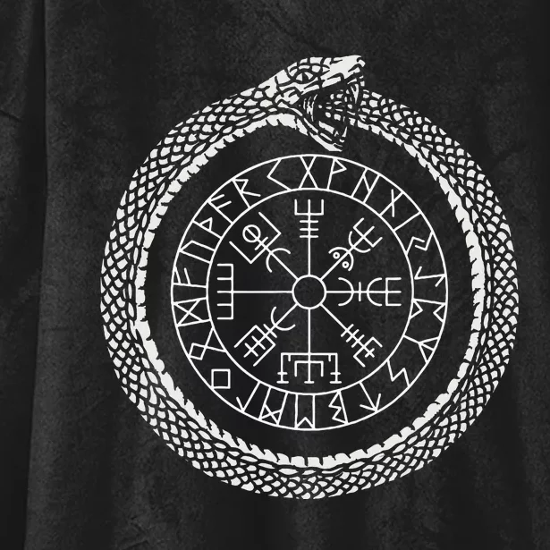 Mystic Ouroboros Ancient Viking Symbol Vegvisir Norse Hooded Wearable Blanket