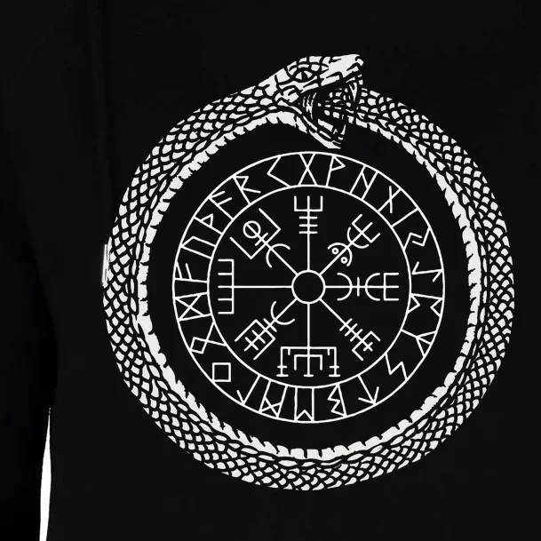 Mystic Ouroboros Ancient Viking Symbol Vegvisir Norse Womens Funnel Neck Pullover Hood