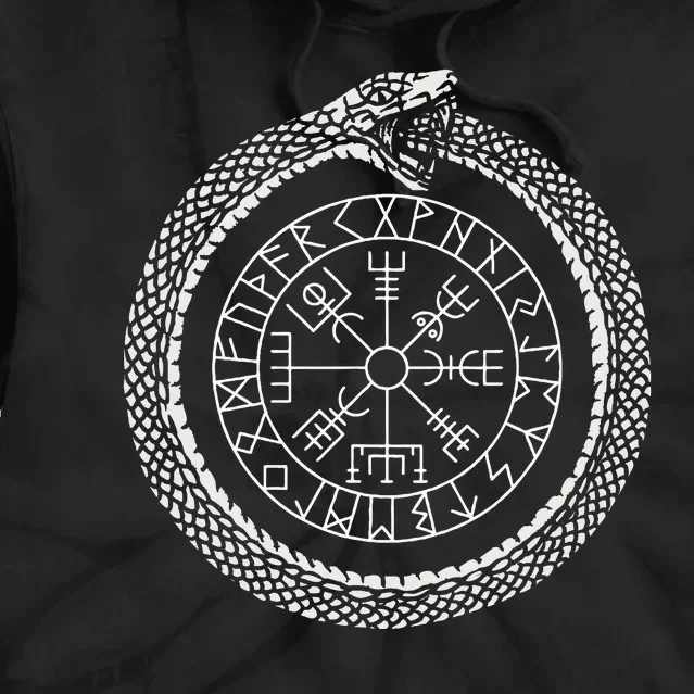 Mystic Ouroboros Ancient Viking Symbol Vegvisir Norse Tie Dye Hoodie