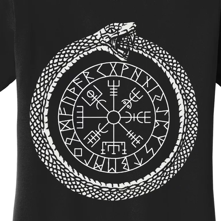 Mystic Ouroboros Ancient Viking Symbol Vegvisir Norse Women's T-Shirt