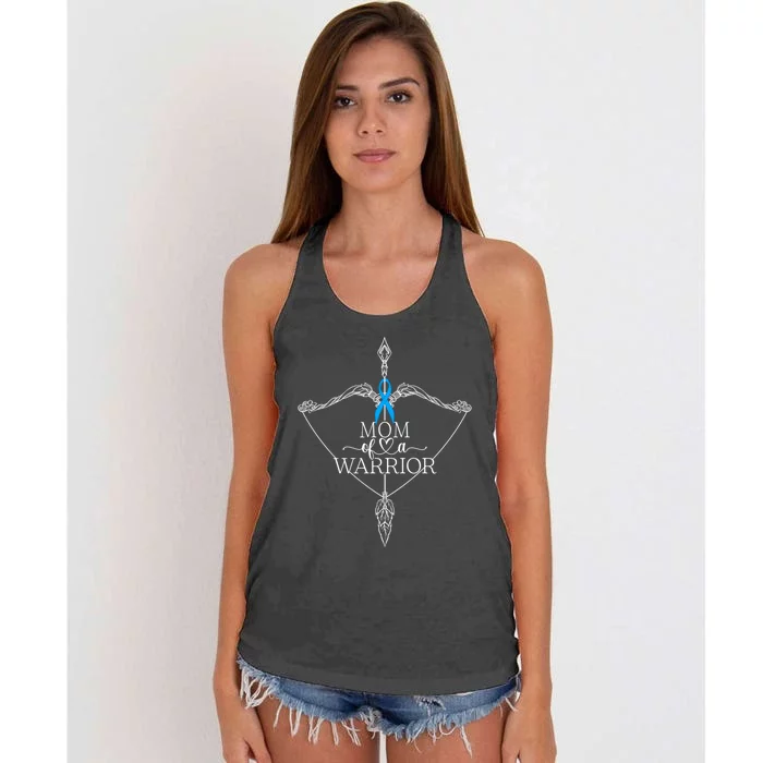 Mom Of A Warrior Colon Cancer Awareness Support Squad Gift Women's Knotted Racerback Tank