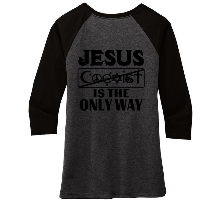 Mall Of America Jesus Saves Jesus Is The Only Way CHRISTIANITY Christain Front & Back Women's Tri-Blend 3/4-Sleeve Raglan Shirt