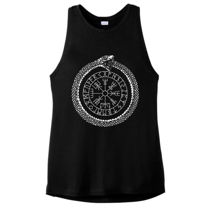 Mystic Ouroboros Ancient Viking Symbol Vegvisir Norse Ladies Tri-Blend Wicking Tank