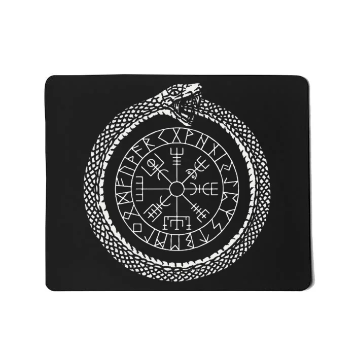 Mystic Ouroboros Ancient Viking Symbol Vegvisir Norse Mousepad