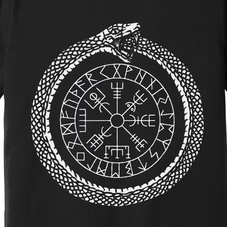 Mystic Ouroboros Ancient Viking Symbol Vegvisir Norse Premium T-Shirt