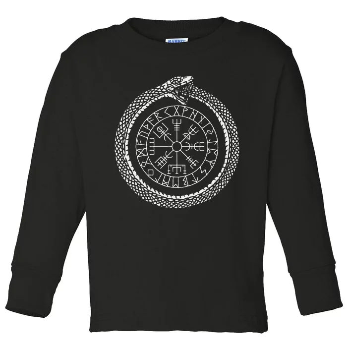 Mystic Ouroboros Ancient Viking Symbol Vegvisir Norse Toddler Long Sleeve Shirt