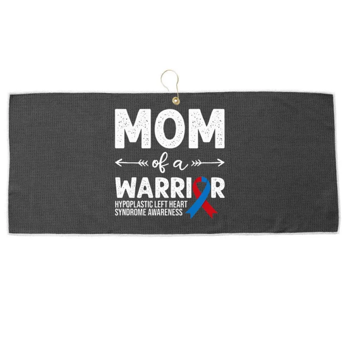 Mom Of A Warrior Red & Blue Ribbon HLHS Awareness Large Microfiber Waffle Golf Towel