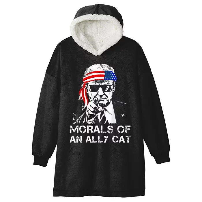 Morals Of An Ally Cat Trump Biden Debate Hooded Wearable Blanket