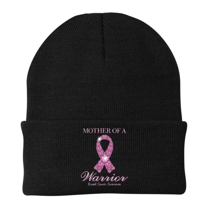 Mother Of A Warrior Breast Cancer Awareness Pink Ribbon Knit Cap Winter Beanie