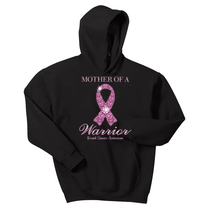 Mother Of A Warrior Breast Cancer Awareness Pink Ribbon Kids Hoodie