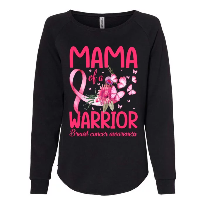 Mama Of A Warrior Breast Cancer Sunflower Butterfly Gift Womens California Wash Sweatshirt