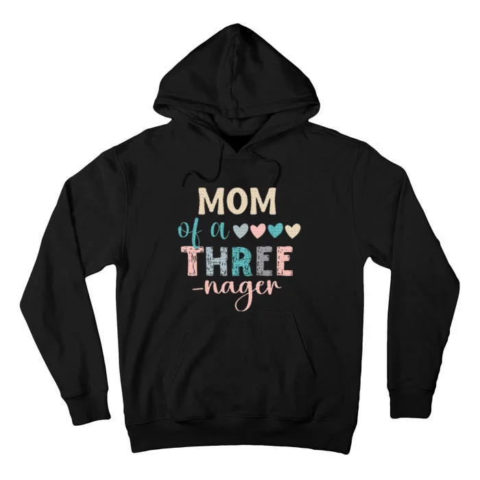 Mom Of A Threenager 3rd Birthday Matching Family Boho Tall Hoodie