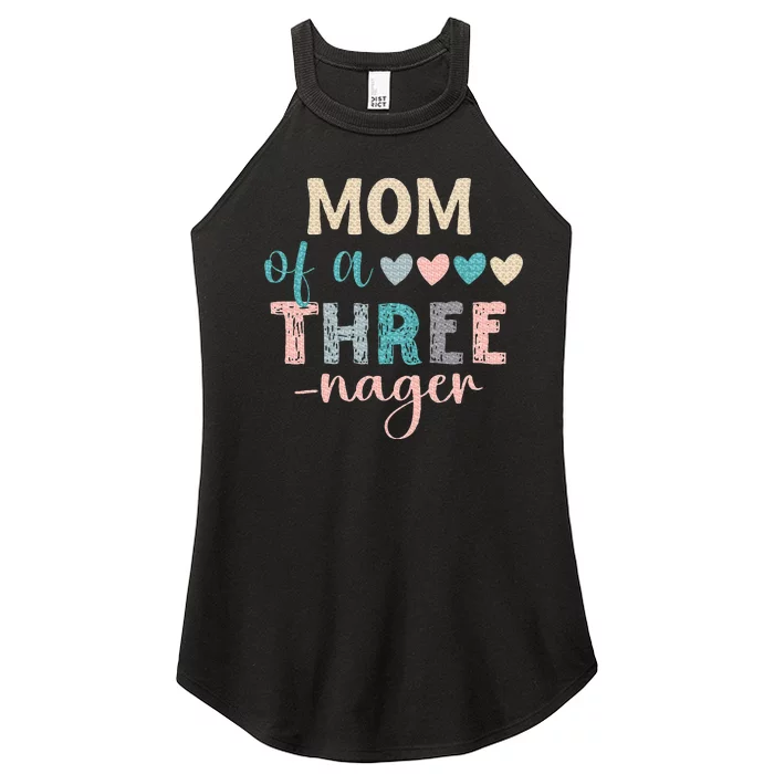 Mom Of A Threenager 3rd Birthday Matching Family Boho Women’s Perfect Tri Rocker Tank