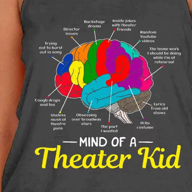 Mind Of A Theater Brain Musical Theatre Women's Knotted Racerback Tank