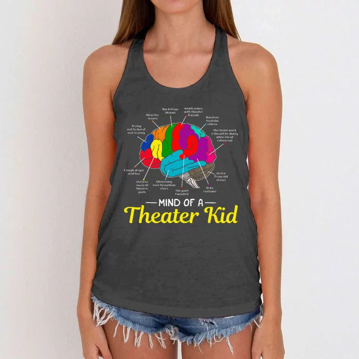 Mind Of A Theater Brain Musical Theatre Women's Knotted Racerback Tank