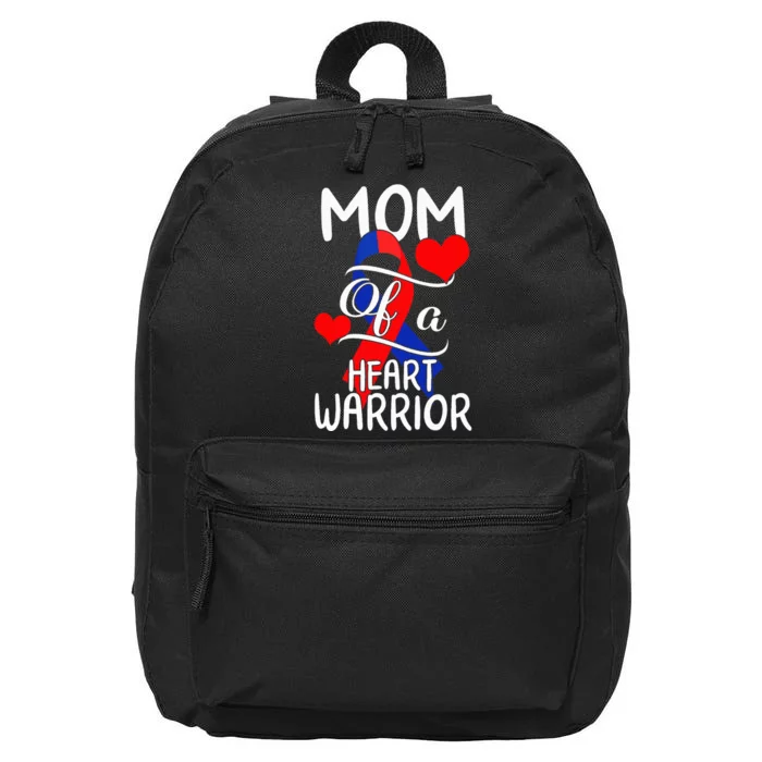 Mom Of A Heart Warrior CHD Disease Awareness Red Ribbon Gift 16 in Basic Backpack