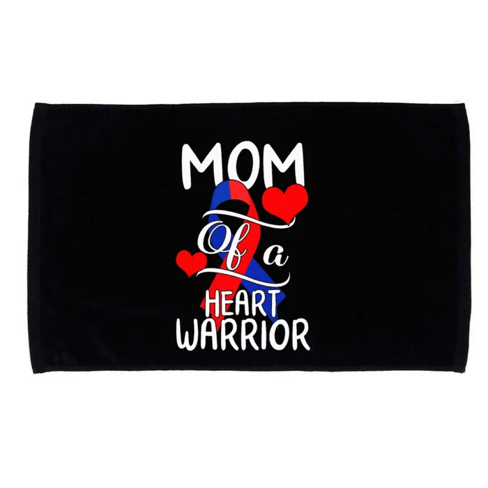 Mom Of A Heart Warrior CHD Disease Awareness Red Ribbon Gift Microfiber Hand Towel