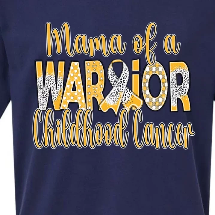 Mama Of A Warior Childhood Cancer Sueded Cloud Jersey T-Shirt