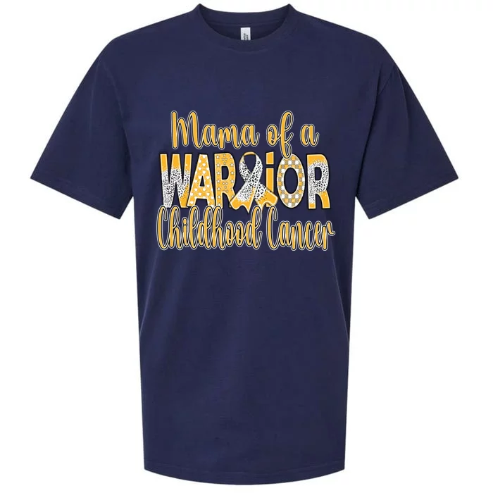 Mama Of A Warior Childhood Cancer Sueded Cloud Jersey T-Shirt