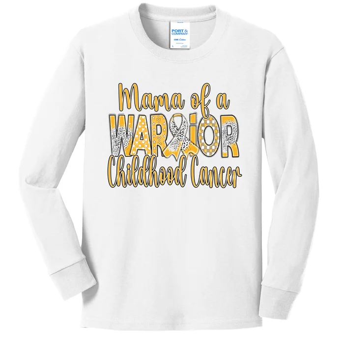 Mama Of A Warior Childhood Cancer Kids Long Sleeve Shirt