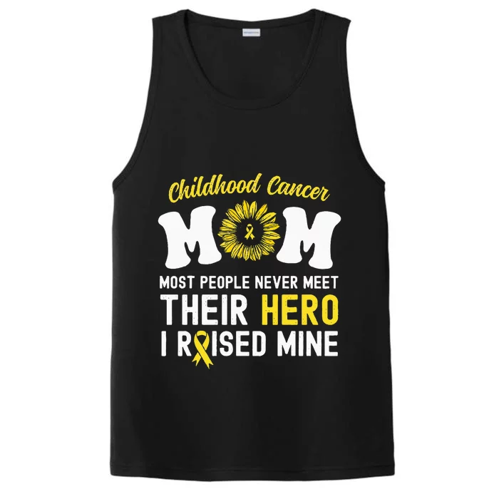 Mom Of A Warrior Hero Childhood Cancer Awareness Sunflower Performance Tank